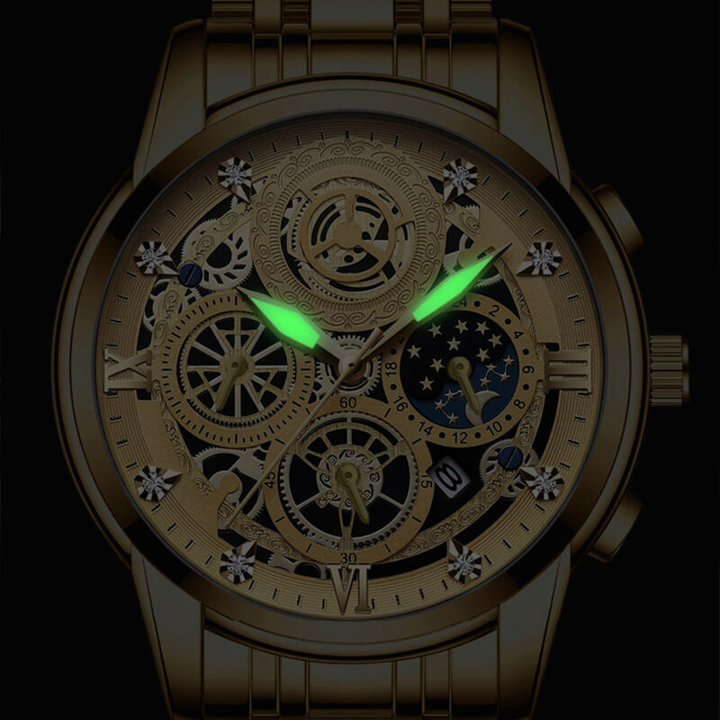 Men's Waterproof Quartz Hollow Out Design Watch