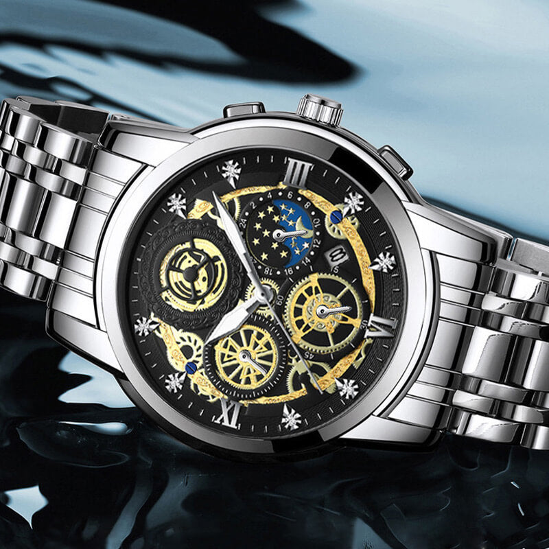 Men's Waterproof Quartz Hollow Out Design Watch