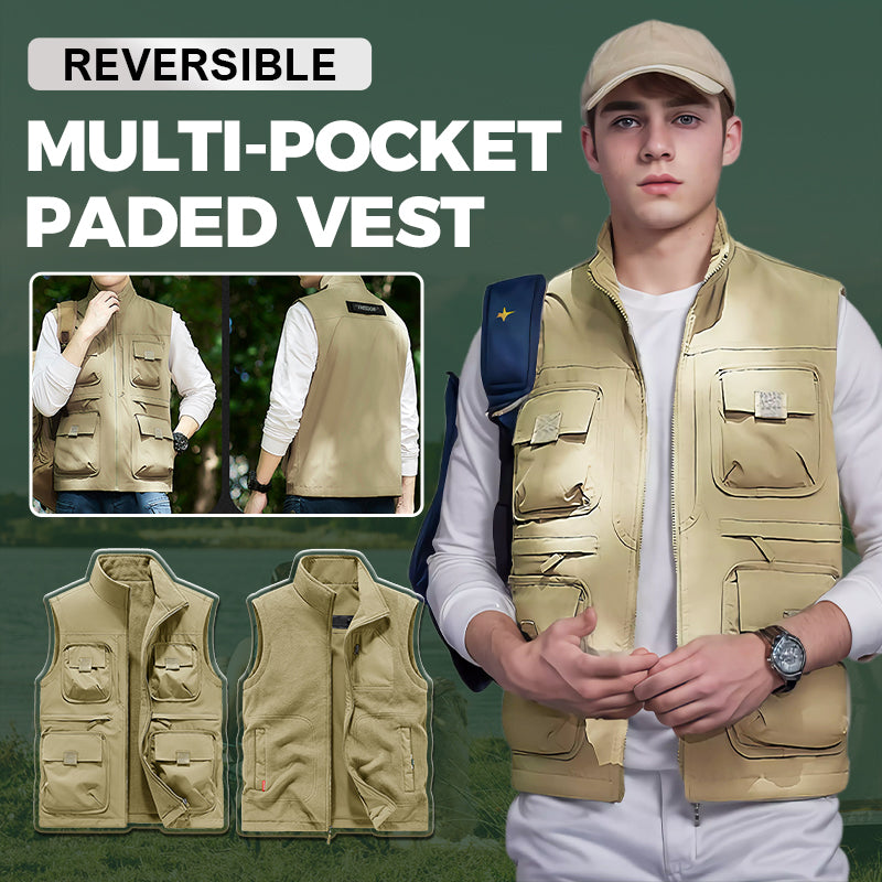 Reversible Multi-Pocket Padded Vest