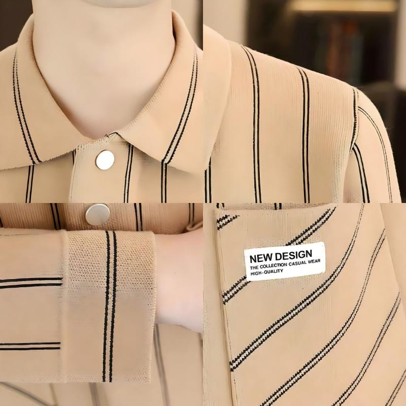 Men's Casual Striped Knitted Lapel Jacket