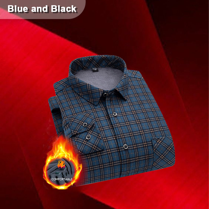 Men’s Lined Button-Down Plaid Shirt（50% OFF）