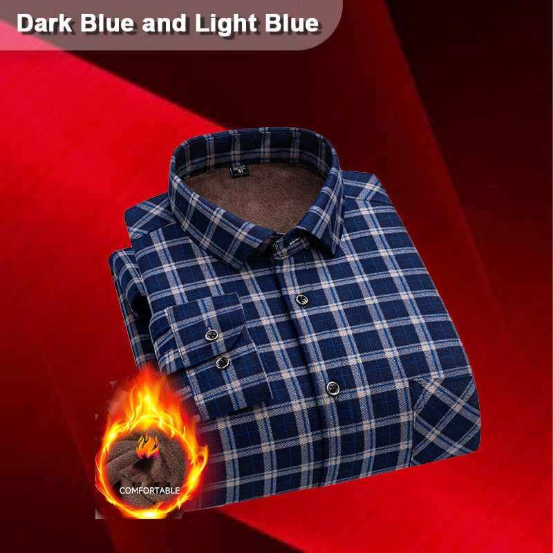 Men’s Lined Button-Down Plaid Shirt（50% OFF）