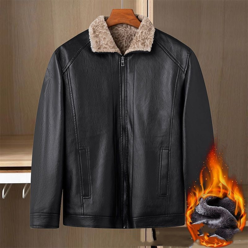 Men's Versatile Padded Lapel PU Leather Jacket（50% OFF）