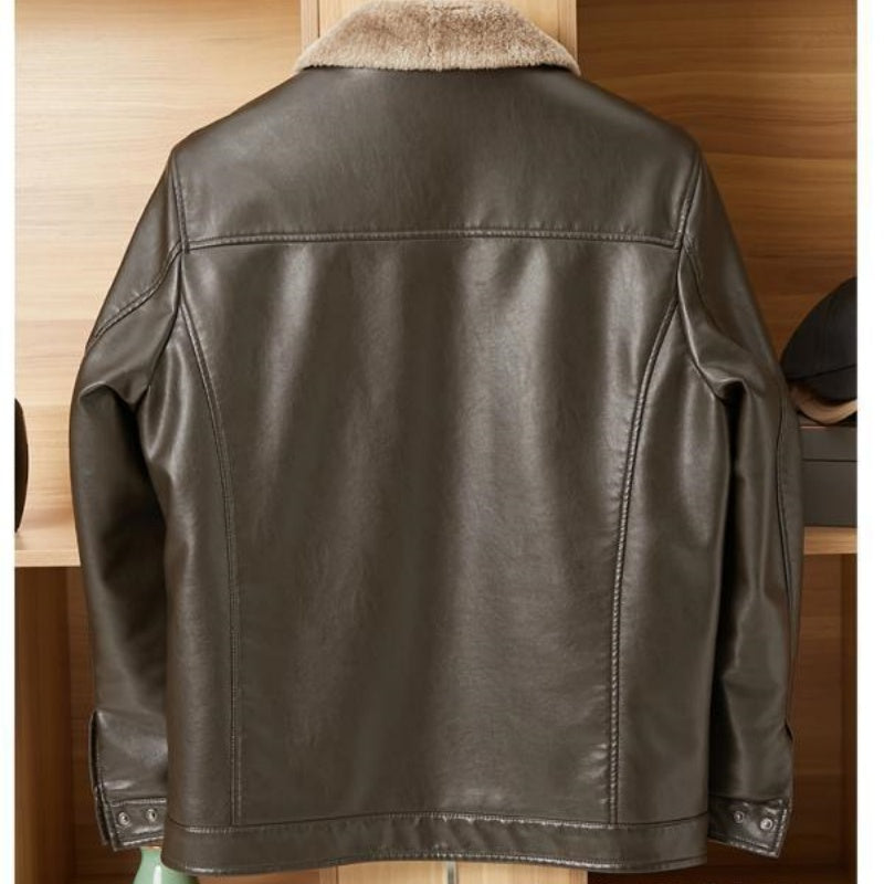 Men's Versatile Padded Lapel PU Leather Jacket（50% OFF）