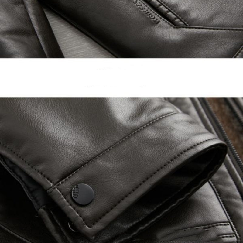 Men's Versatile Padded Lapel PU Leather Jacket（50% OFF）