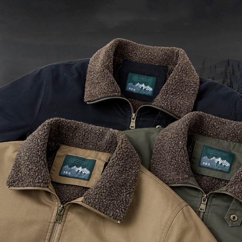 Men's Winter Lapel Bomber Jacket with Cotton Lining