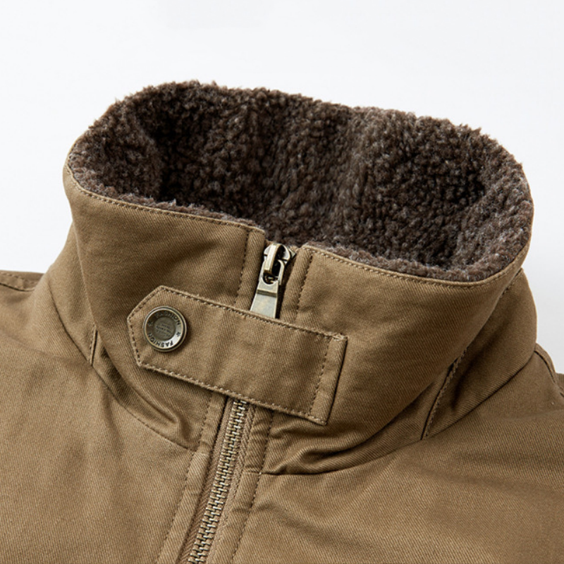 Men's Winter Lapel Bomber Jacket with Cotton Lining