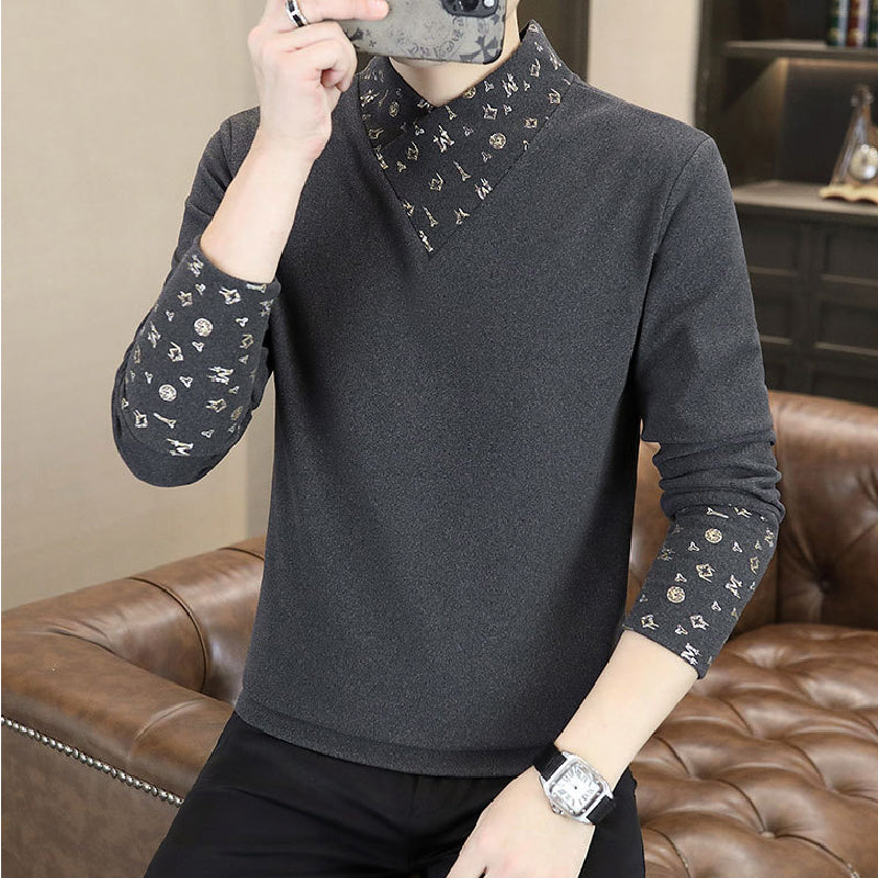 🔥2025 HOT SALE🔥 Men's Casual Warm Long Sleeve Faux Two-Piece Top