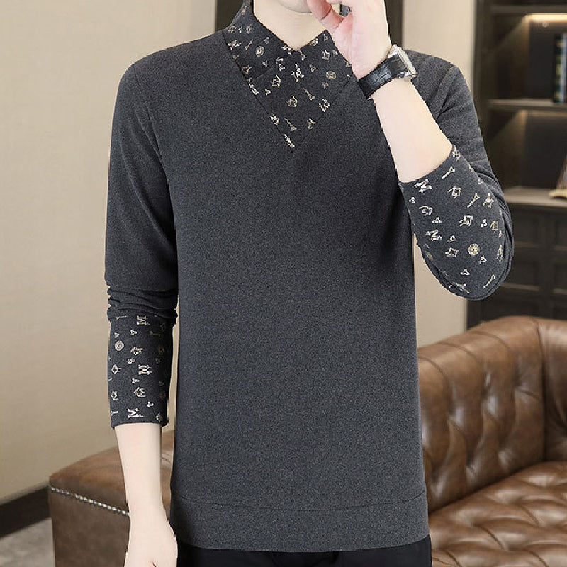 🔥2025 HOT SALE🔥 Men's Casual Warm Long Sleeve Faux Two-Piece Top