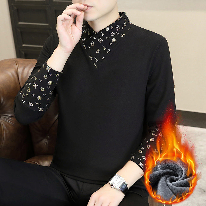 🔥2025 HOT SALE🔥 Men's Casual Warm Long Sleeve Faux Two-Piece Top