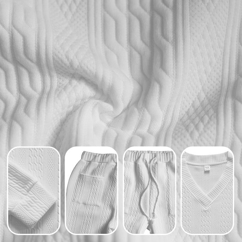 Men's 2-Piece V-Neck Baggy Sweatshirt & Joggers Set