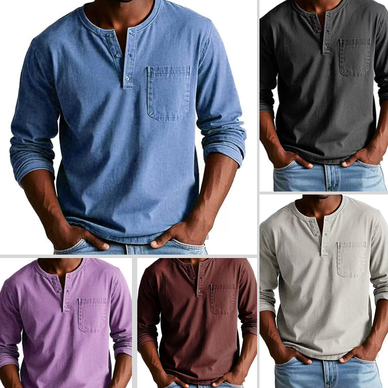 🔥 HOT SALE 50% OFF🔥Men's Fashion Vintage Distressed Pocket Long-Sleeve Shirt