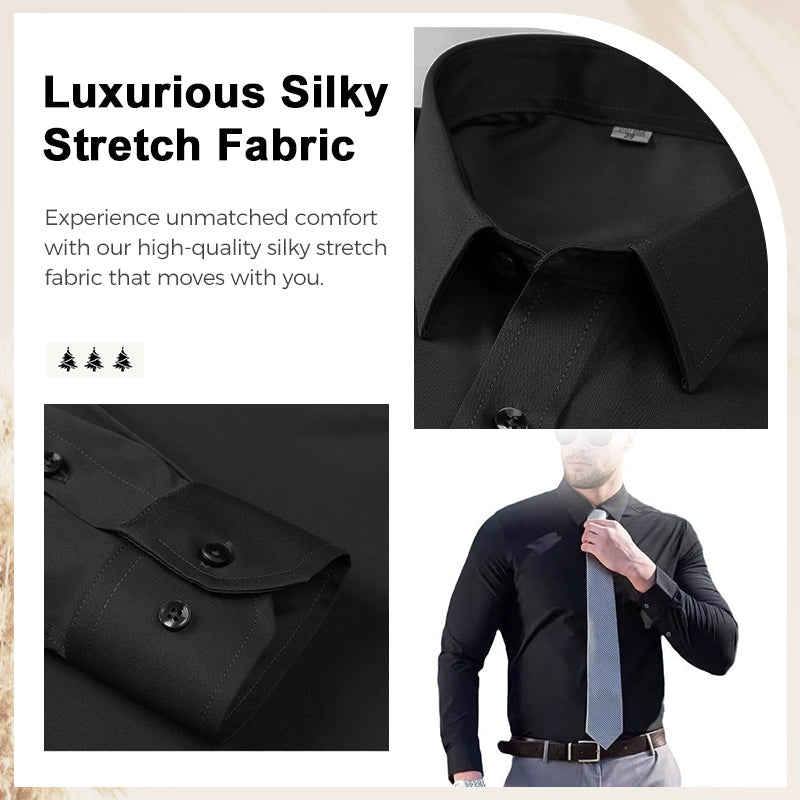Men's Silky Wrinkle Resistant Solid Color Stretch Shirt
