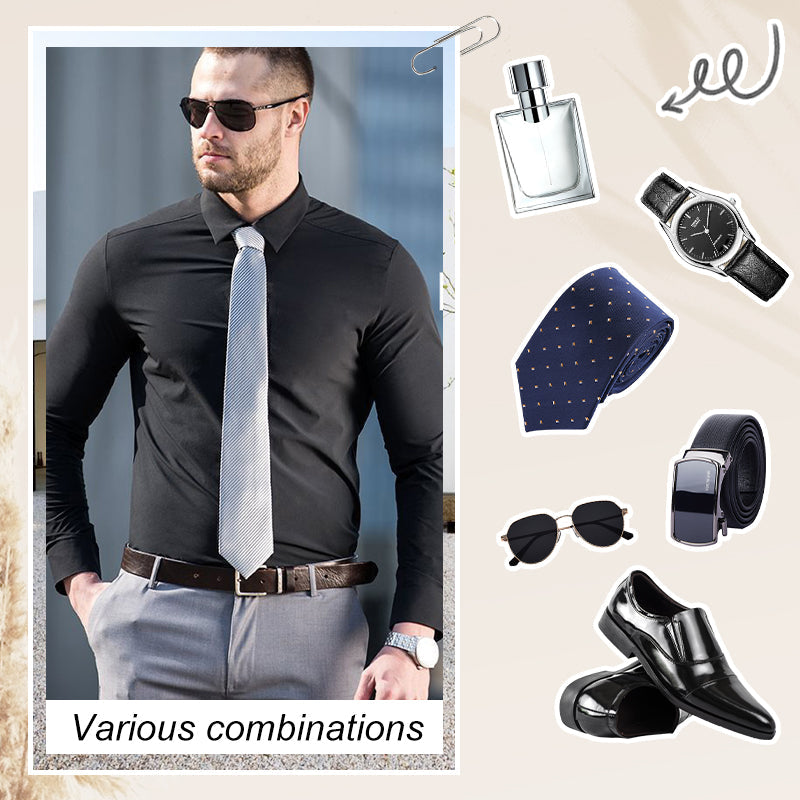 Men's Silky Wrinkle Resistant Solid Color Stretch Shirt