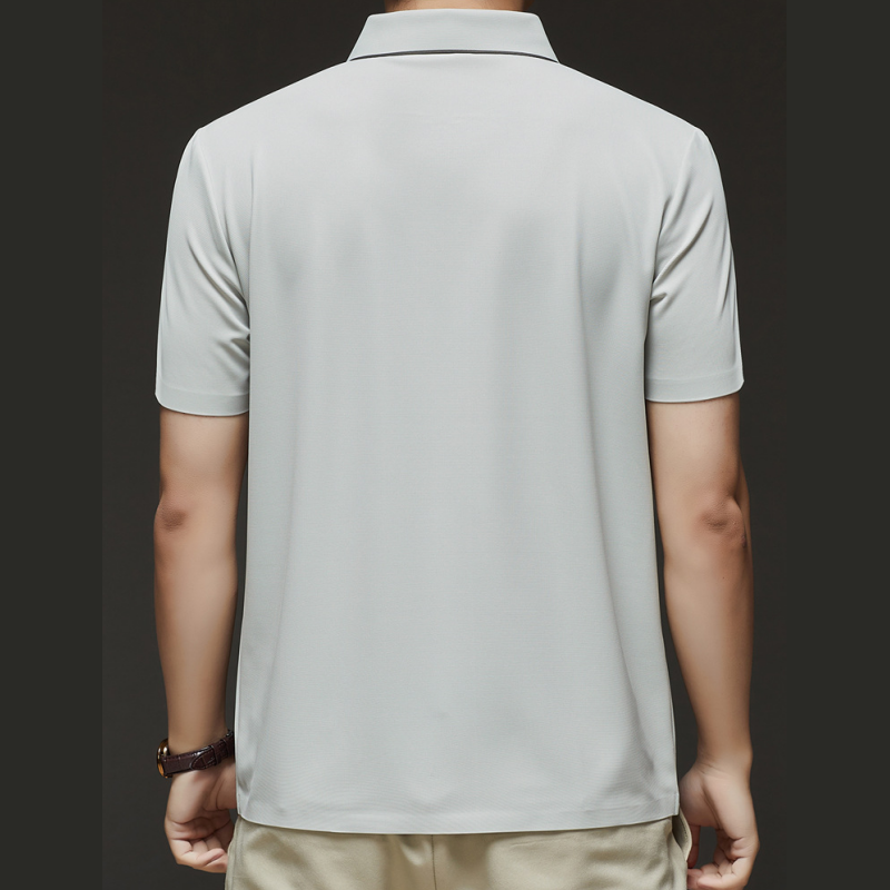 Men's Casual Wrinkle Resistant Zipper Lapel Short Sleeve Shirt