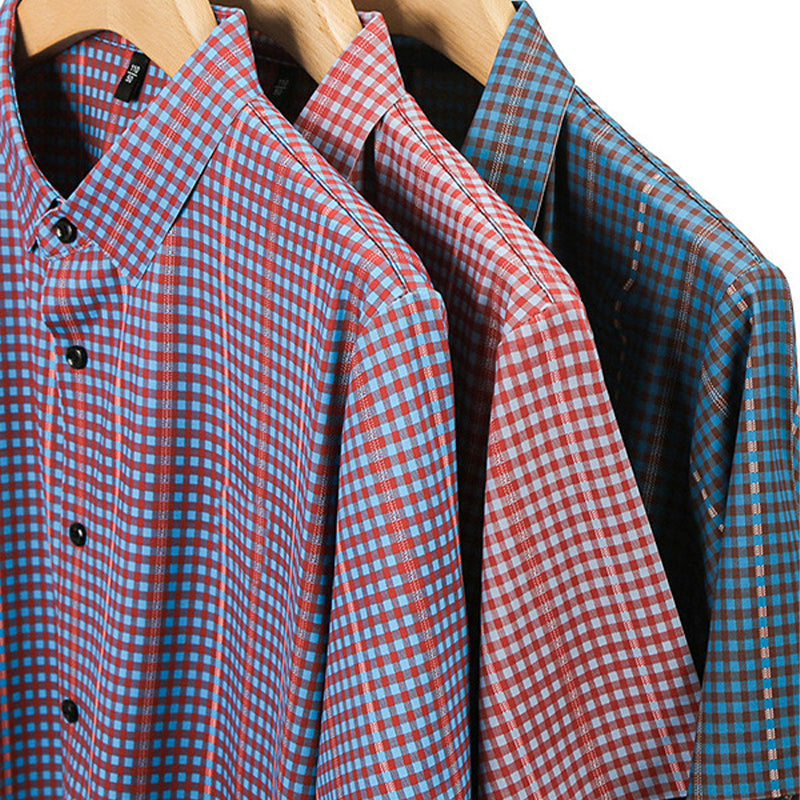 Men's Casual Vibrant Plaid High Stretch Lapel Short Sleeve Shirt
