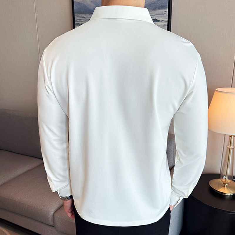 Men’s Button-free Lapel Long-sleeve Shirt
