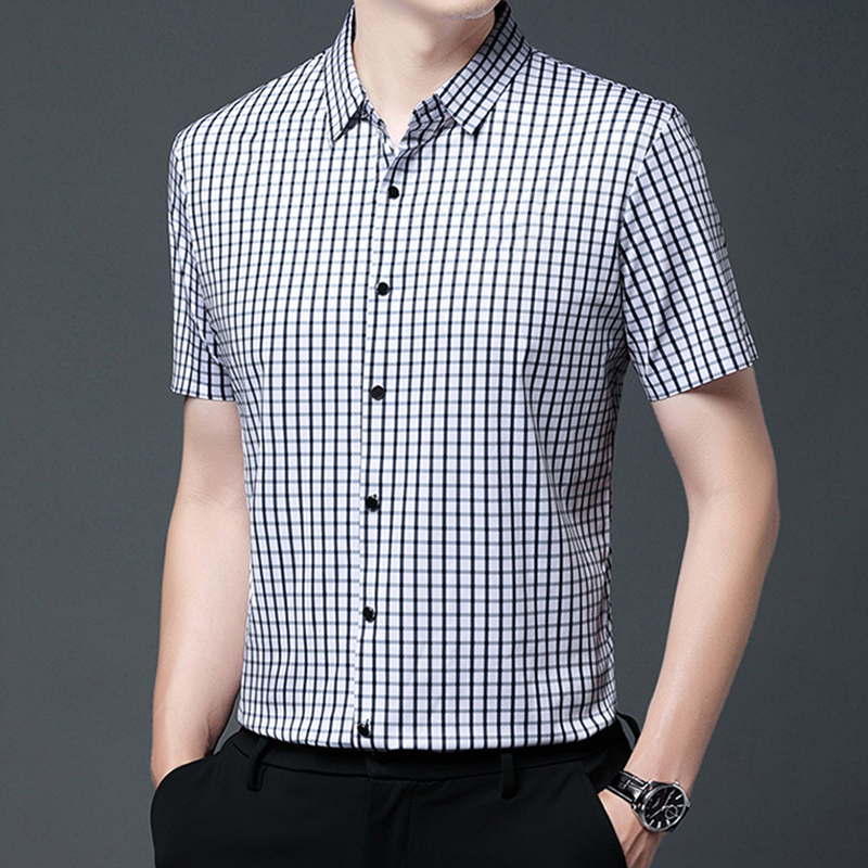 👑Men's Business Casual Short Sleeve Plaid Shirt