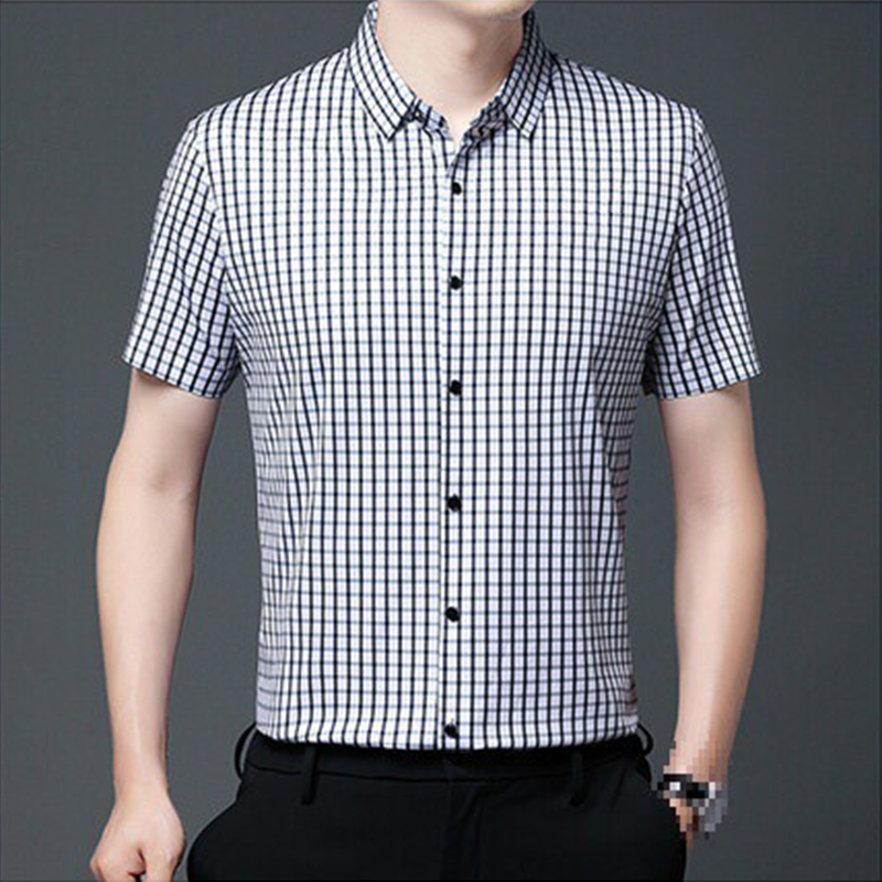 👑Men's Business Casual Short Sleeve Plaid Shirt