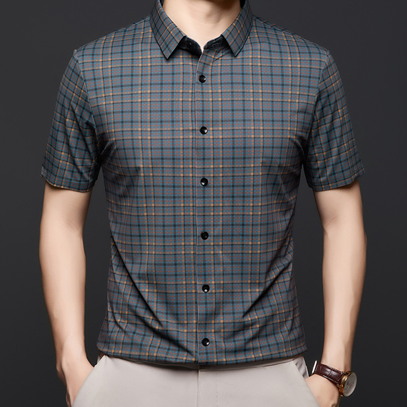 Men’s Casual Plaid Short Sleeve Shirt（50% OFF）