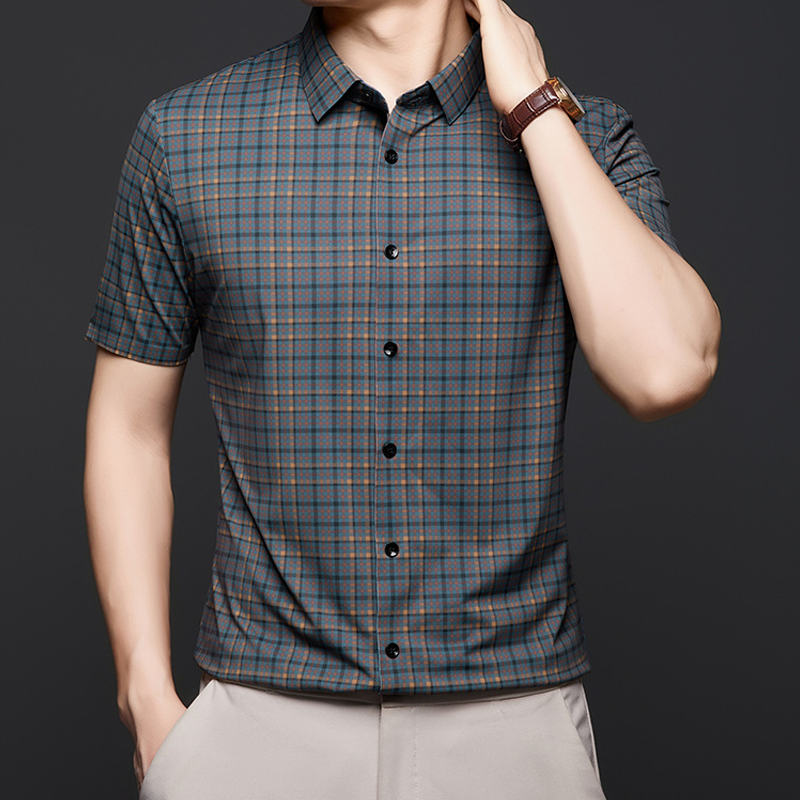 Men’s Casual Plaid Short Sleeve Shirt（50% OFF）