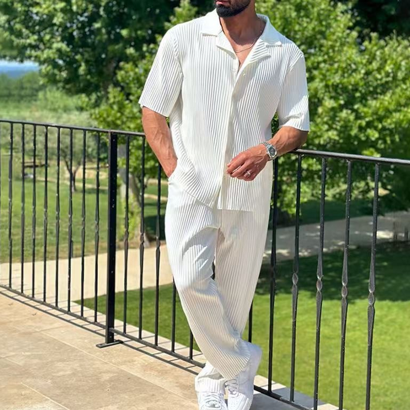 Sports Men Suit Fashion Casual Short-sleeved Trousers Two-piece Set