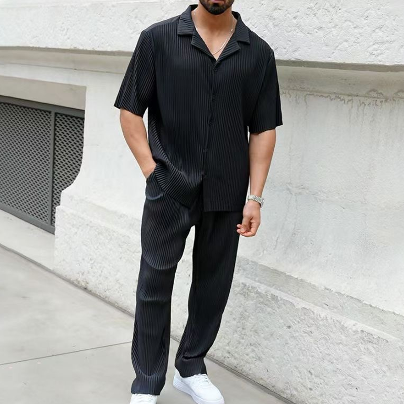 Sports Men Suit Fashion Casual Short-sleeved Trousers Two-piece Set