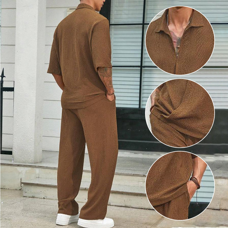 Men's 2 Pieces Short Sleeve V-Neck Top & Pants Sets