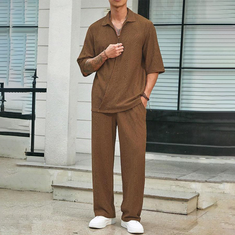Men's 2 Pieces Short Sleeve V-Neck Top & Pants Sets