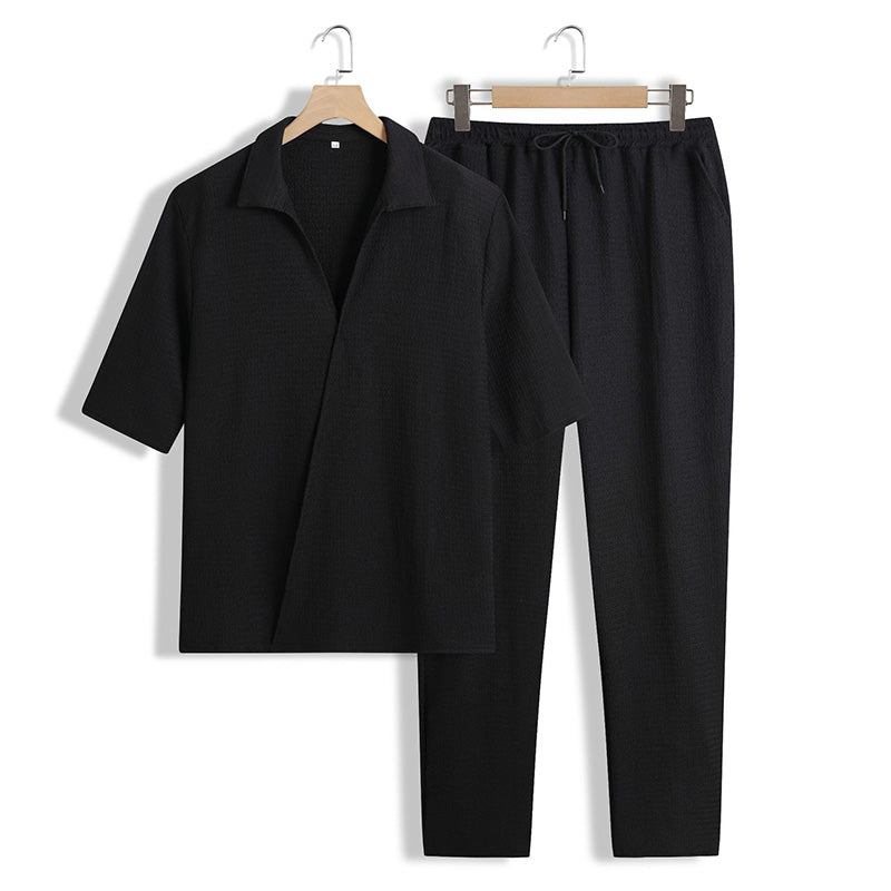 Men's 2 Pieces Short Sleeve V-Neck Top & Pants Sets