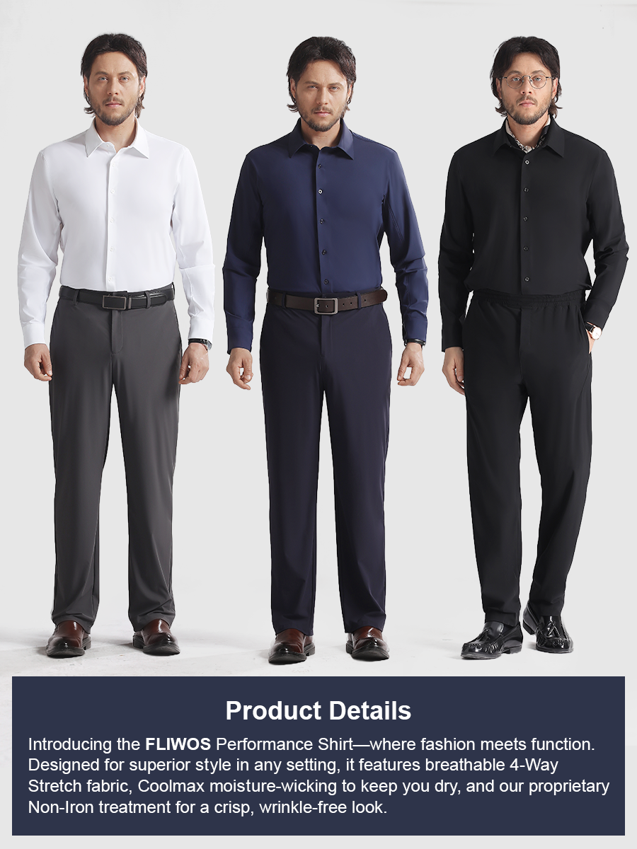 👑Fliwos Men's TriProof Stretch Iron-free Shirts