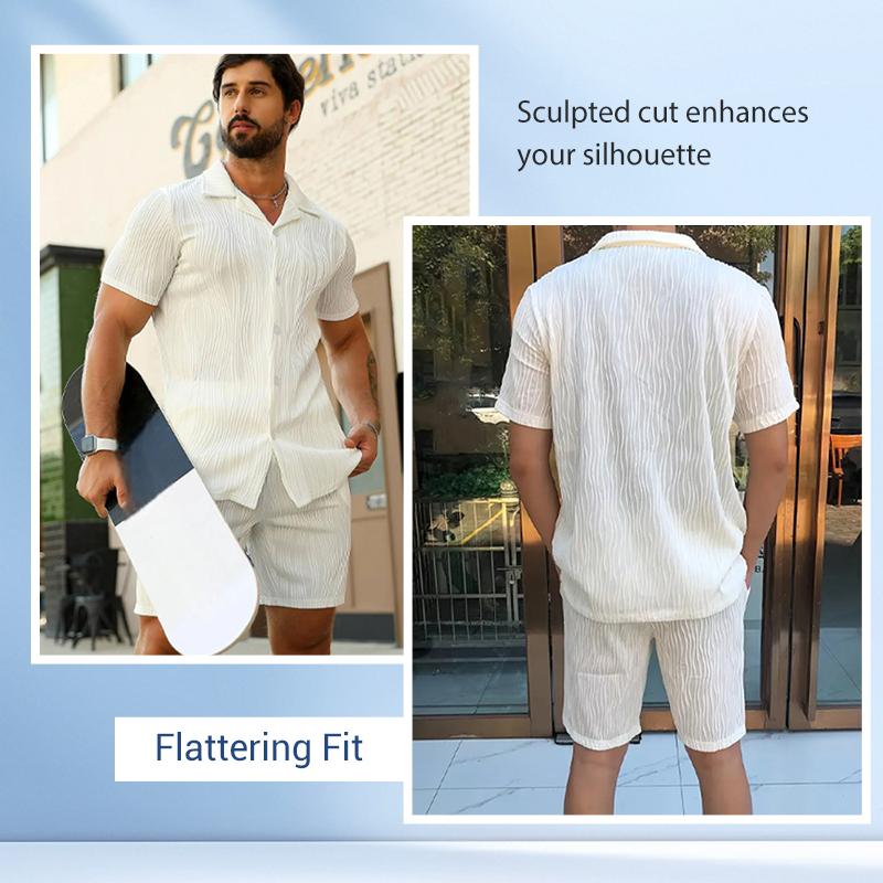 Men's Short Sleeve Top & High Waist Shorts 2-Piece Set