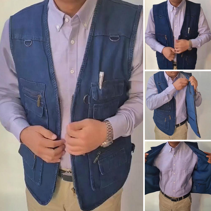 Men's Cotton Denim Vest-Plush Lining & Unlined Styles