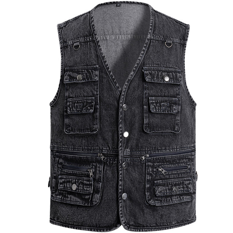 Men's Cotton Denim Vest-Plush Lining & Unlined Styles