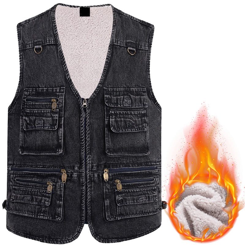 Men's Cotton Denim Vest-Plush Lining & Unlined Styles