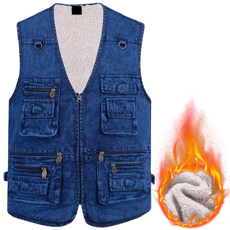 Men's Cotton Denim Vest-Plush Lining & Unlined Styles