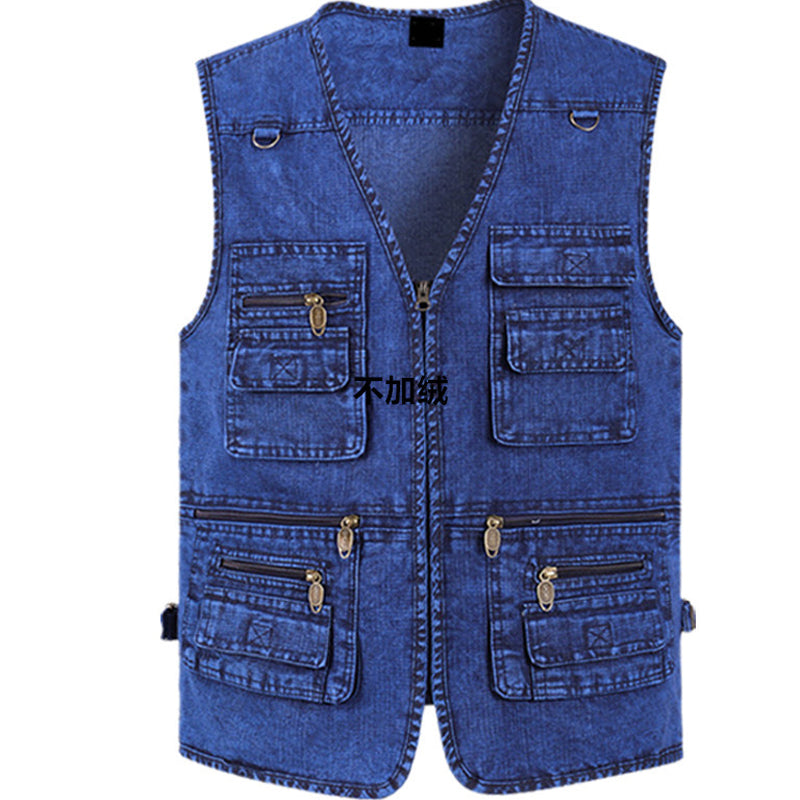 Men's Cotton Denim Vest-Plush Lining & Unlined Styles