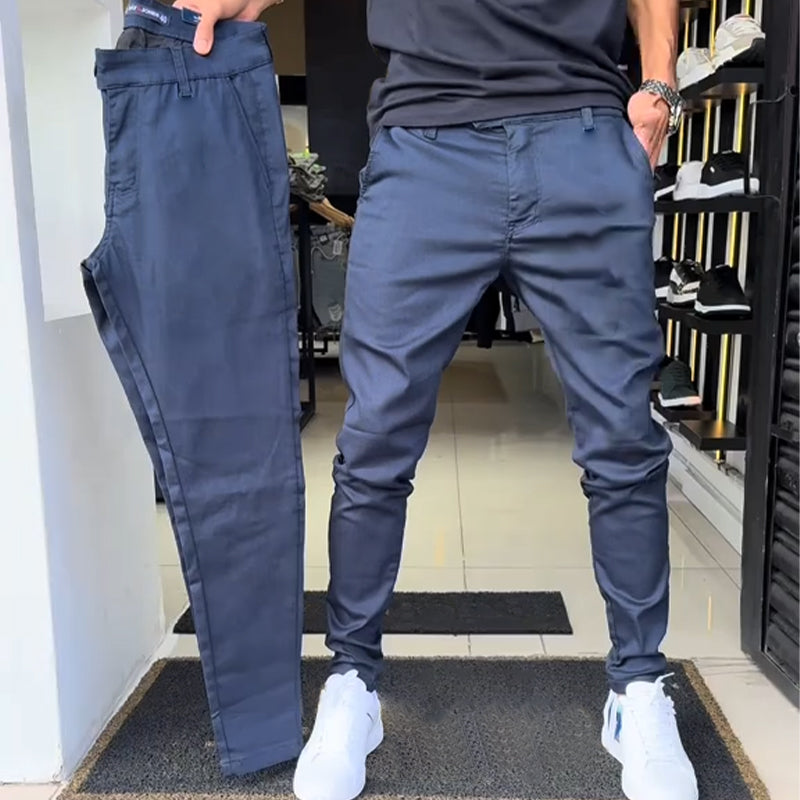 Men’s Slim-Fit Casual Solid Color Pants
