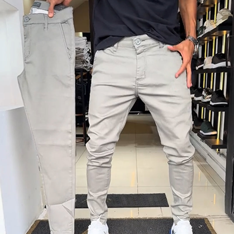 Men’s Slim-Fit Casual Solid Color Pants