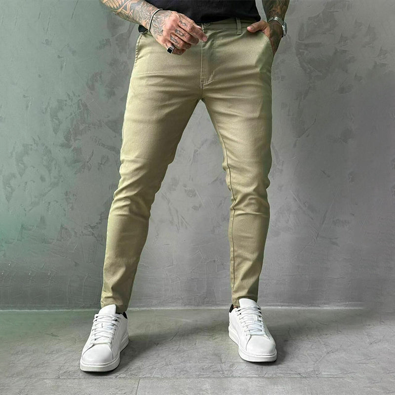Men’s Slim-Fit Casual Solid Color Pants