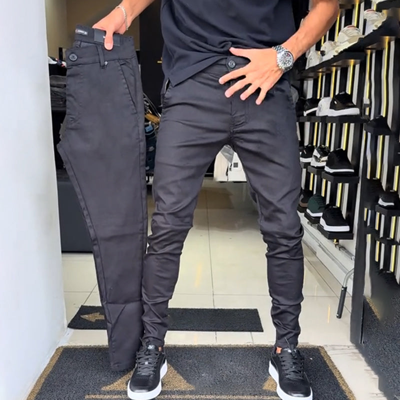 Men’s Slim-Fit Casual Solid Color Pants