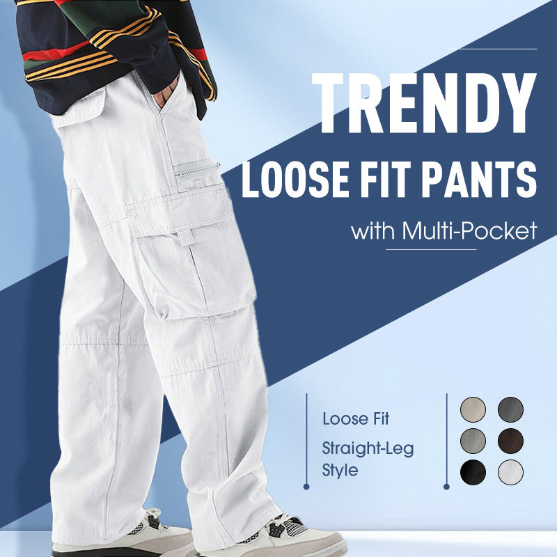 Men’s Trendy Loose Fit Pants with Multi-Pocket