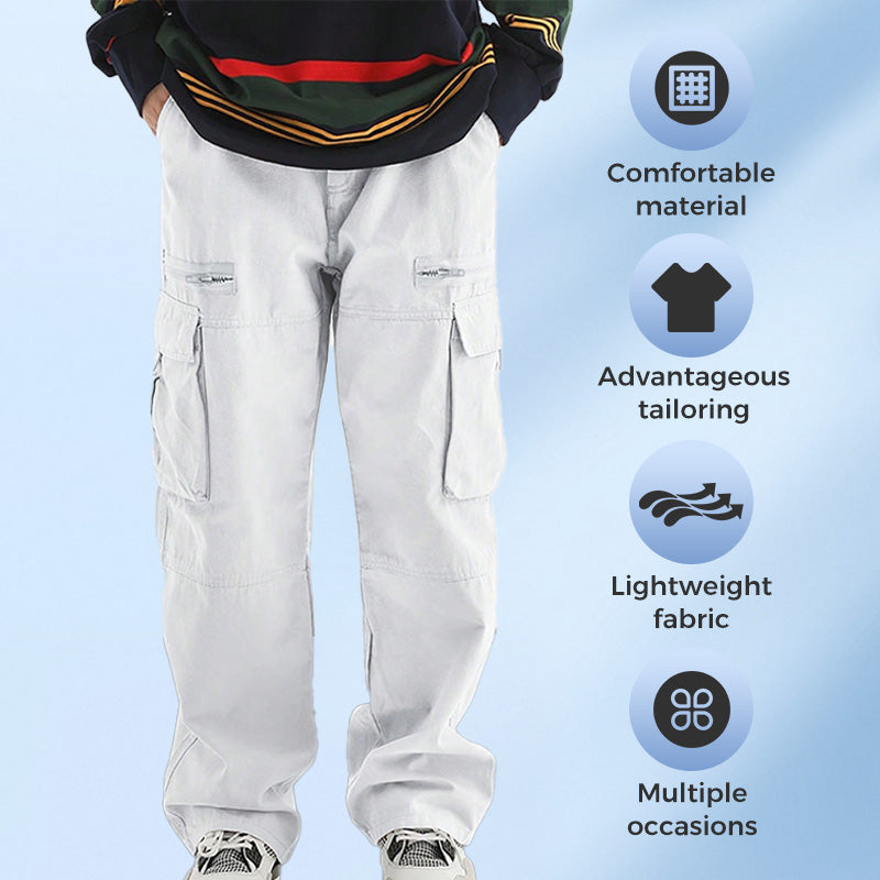 Men’s Trendy Loose Fit Pants with Multi-Pocket