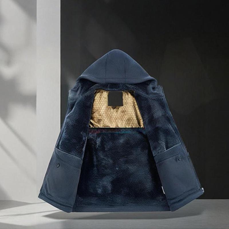 Men's Hooded Casual Warm Jacket with Zipper