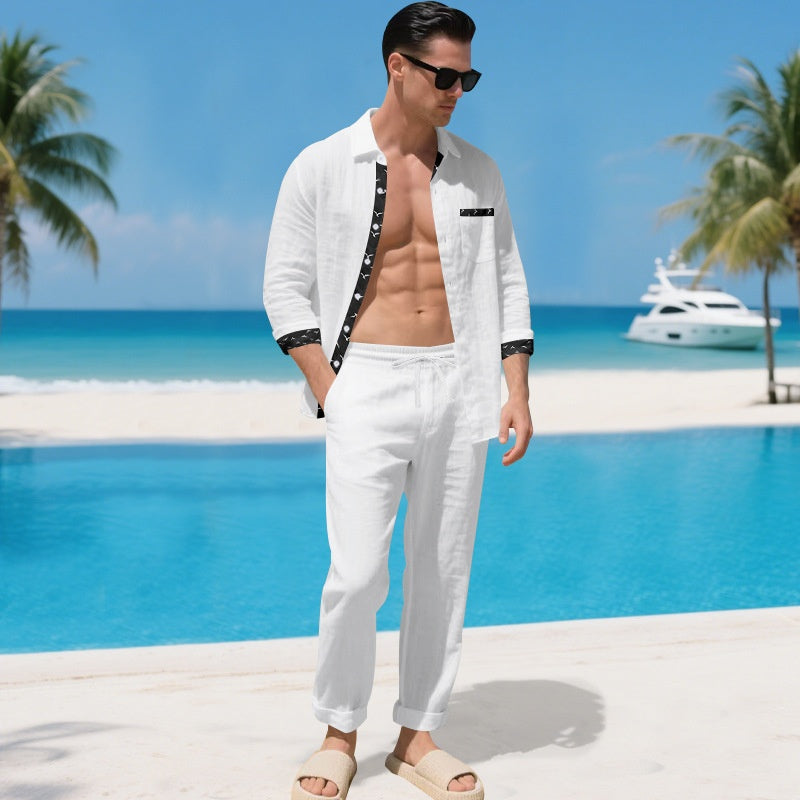 Men’s Casual Loose Shirt & Pants 2-Piece Set