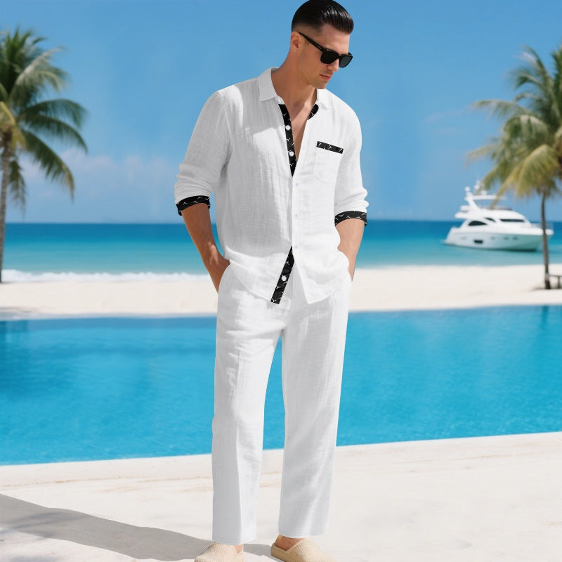 Men’s Casual Loose Shirt & Pants 2-Piece Set