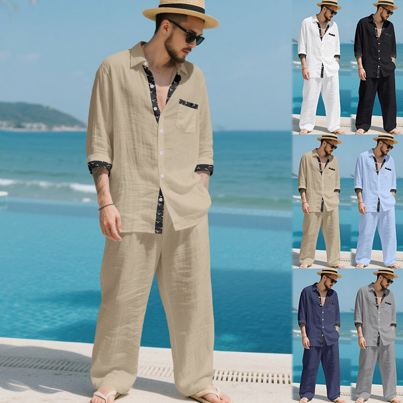 Men’s Casual Loose Shirt & Pants 2-Piece Set
