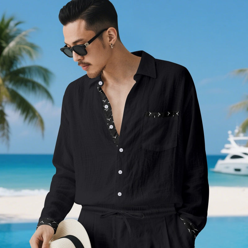 Men’s Casual Loose Shirt & Pants 2-Piece Set