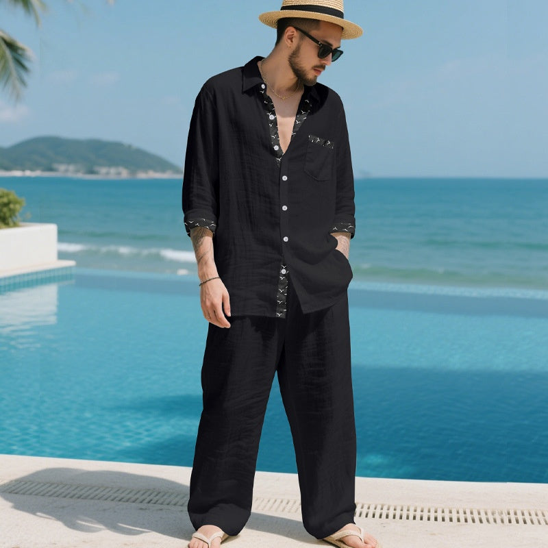 Men’s Casual Loose Shirt & Pants 2-Piece Set