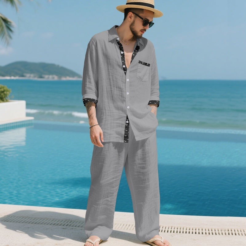 Men’s Casual Loose Shirt & Pants 2-Piece Set